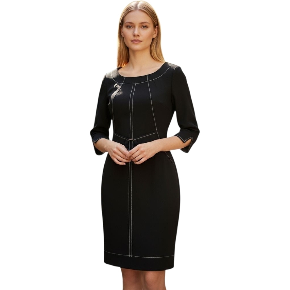 Jonathan Martin Women's Classic Officewear Black Pencil Dress w/Buckle Accent,12